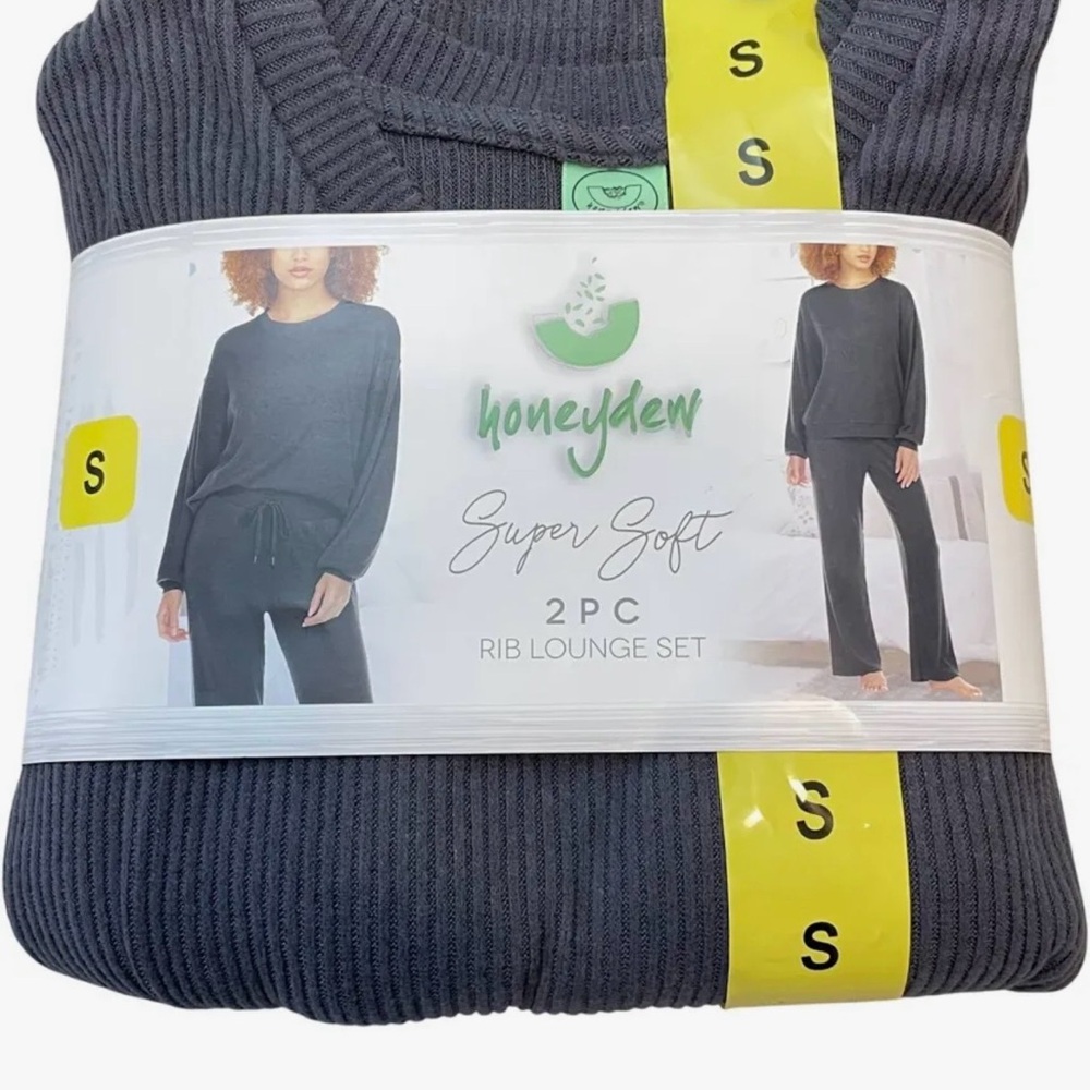 honeydew Super Soft Two Piece Rib Lounge Set in Blue